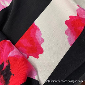 Big Flower Print with Stripe